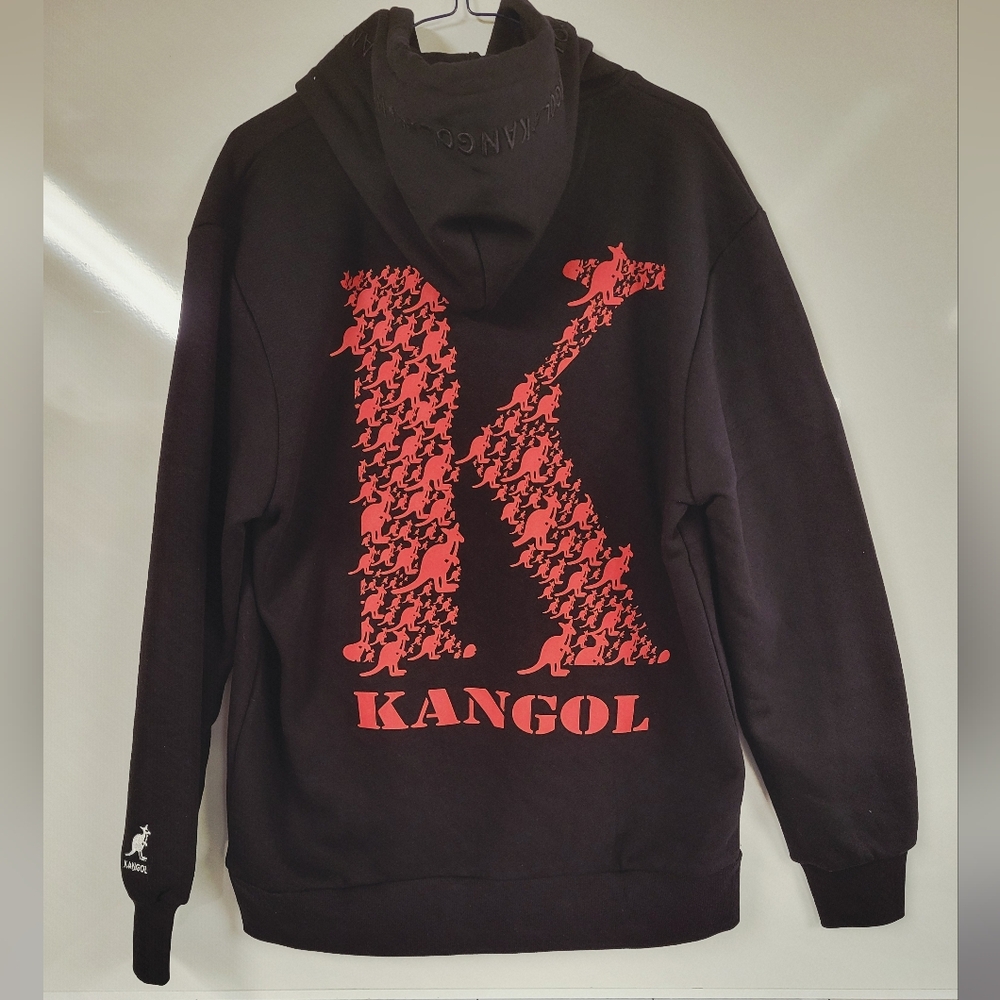 Kangol Men's Medium Hoodie Red And Black Sweater Graphic Big Logo Spellout NWOT